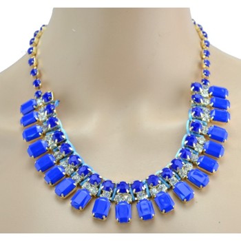 New Arrival European Style Gold Plated Fluorescent Color Resin Rhinestone Choker Necklace N-3017