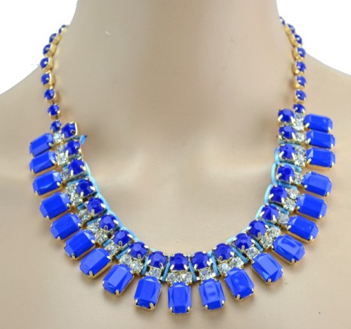 New Arrival European Style Gold Plated Fluorescent Color Resin Rhinestone Choker Necklace N-3017