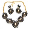 New Arrival European Style Gold Plated Colorful Acrylic Crystal Flower Choker Necklace Earring Set N-3018