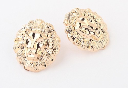 New Fashion Gold Plated Alloy Lion Head Ear Stud Earrings E-1687