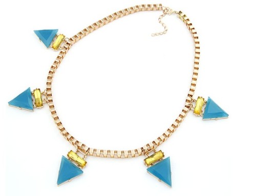 New Fashion European Style Gold plated Alloy Triangle Acrylic Choker Necklace N-4608