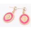 Hot Sale New Fashion European Style Gold Plated Alloy Enamel Crystal Lion Head Dangle Earrings E-1688