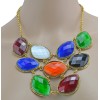 New Fashion vintage gold alloy mix colors resin gem choker Necklace N-3024