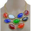 New Fashion vintage gold alloy mix colors resin gem choker Necklace N-3024