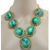 New Fashion vintage gold alloy hollow out flower resin gem choker Necklace N-3022