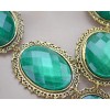 New Fashion vintage gold alloy hollow out flower resin gem choker Necklace N-3022