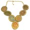 New Fashion vintage gold alloy hollow out flower resin gem choker Necklace N-3022