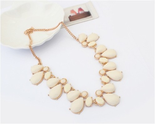 New Arrival Korean Style Gold Plated Alloy Colorful Resin Drop Choker Necklace For Summer N-3027