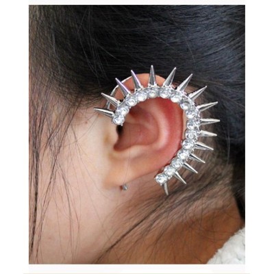 New Fashion European Punk Style Gold Silver Gun Black Plated Alloy Crystal Rivet Ear Cuff Earring E-2095