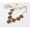 Europe Style Vintage gold alloy red rhinestone leopard tiger necklace N-3407