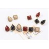 New Fashion Korean Style Gold Plated Alloy 5 Colors Resin Gem Square Drop Ear Stud Earrings E-2096