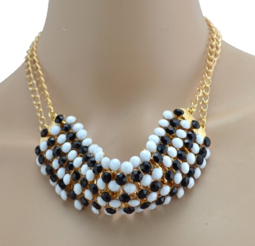 New Arrival European Style Gold Plated Alloy Colorful Resin Beads Choker Double Chain Necklace N-3029