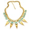 New Arrival European Style Gold Plated link Chain resin gems solid geometer triangle rivets choker Necklace N-3030