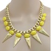 New Arrival European Style Gold Plated link Chain resin gems solid geometer triangle rivets choker Necklace N-3030