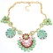 New Arrival  Bohemia Style Gold Plated rhinestone crystal gem opal leaves flower Necklace N-3032