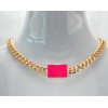New Fashion European Gold Plated Alloy Link Chain Pink/Black Enamel Geometry Choker Necklace Bracelet Set S-0069