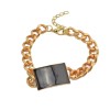 New Fashion European Gold Plated Alloy Link Chain Pink/Black Enamel Geometry Choker Necklace Bracelet Set S-0069