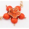 New Fashion gold plated alloy resin gem beads orange flower pendant necklace N-3035