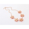 New Fashion gold plated alloy resin gem beads orange flower pendant necklace N-3035