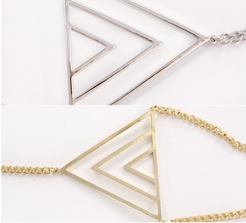New Korean Style Gold/Silver Plated Alloy Hollow Out Triangle Ring Bracelet Set B-0303