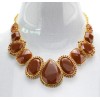 New Fashion European Style Gold Plated Alloy resin gem rhinestone beads drop choker Necklace N-3034
