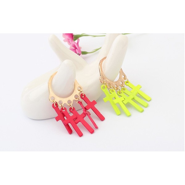 New Fashion Gold Plated Alloy Candy Color Enamel Crosses RIng R-1088
