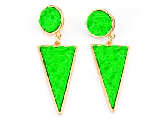 New Fashion Gold Plated Alloy Candy Color Enamel Round Triangle Ear Stud Earrings E-2099