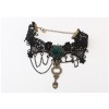 New Gothic Vintage Style Bronze Alloy Black Lace Flower Acrylic Size Adjustable Ring Bracelet Necklace S-0074