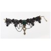 New Gothic Vintage Style Bronze Alloy Black Lace Flower Acrylic Size Adjustable Ring Bracelet Necklace S-0074