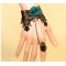 New Gothic Vintage Style Bronze Alloy Black Lace Flower Acrylic Size Adjustable Ring Bracelet Necklace S-0074