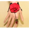 Hot Sale European Gothic Vintage Style Bronze Alloy Blace Lace Red Rose Crystal Butterfly Ring Bracelet Necklace Set S-0073