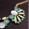New Europe Style Jewelry Gold Plated Acrylic Fresh rhinestone crystal powder enamel water droplets necklace N-3037