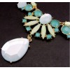 New Europe Style Jewelry Gold Plated Acrylic Fresh rhinestone crystal powder enamel water droplets necklace N-3037