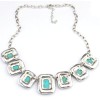 New vintage style silver metal carving man made stone gem  Necklace adjustable N-3042