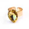 New Fashion Gold Plated Alloy drop crystal opened RIng 5 colors R-1087