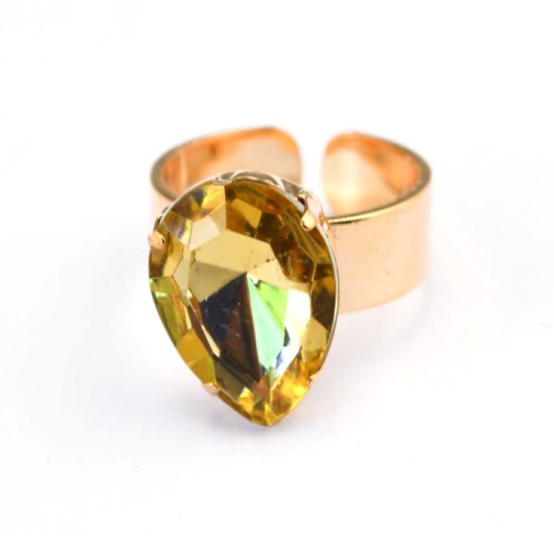 New Fashion Gold Plated Alloy drop crystal opened RIng 5 colors R-1087