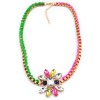 New Korean Style Gold  plated link ribbon chain crystal flower pendant Choker Necklace N-3041
