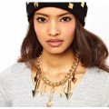 New Fashion European Punk Style Gold Plated Alloy Link Chian Arrow Tassel Choker Necklace N-4267