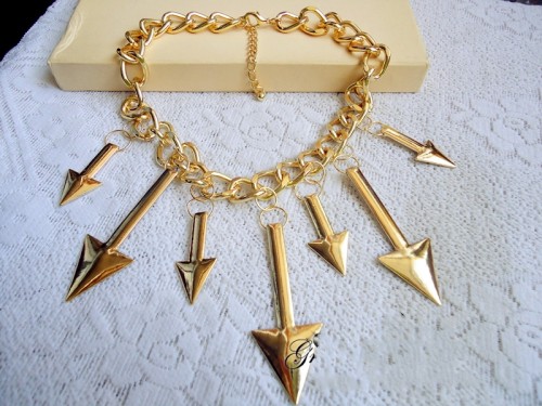 New Fashion European Punk Style Gold Plated Alloy Link Chian Arrow Tassel Choker Necklace N-4267