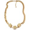 New Europe Style Gold  plated link chain cube pendant Choker Necklace N-4269