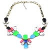 New Arrival vintage style bronze alloy faux gem crystal  drop flower  choker necklace N-3044