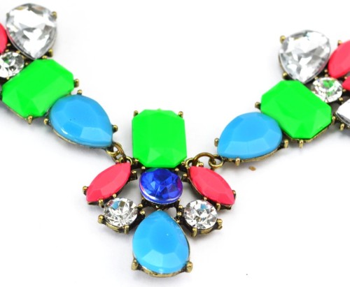 New Arrival vintage style bronze alloy faux gem crystal  drop flower  choker necklace N-3044