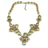New Arrival vintage style bronze alloy faux gem crystal  drop flower  choker necklace N-3044