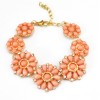 New Korean Style gold Plated Ally clear rhinestone resin gem flower bracelet adjustable 2 colors B-0312