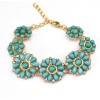 New Korean Style gold Plated Ally clear rhinestone resin gem flower bracelet adjustable 2 colors B-0312