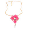 New Charming rose/yellow Colour Resin Gem Crystal Gold Plated Alloy Choker Necklace N-3045