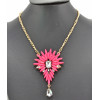 New Charming rose/yellow Colour Resin Gem Crystal Gold Plated Alloy Choker Necklace N-3045