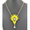 New Charming rose/yellow Colour Resin Gem Crystal Gold Plated Alloy Choker Necklace N-3045