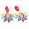E-2113 New Europe Style Exaggerated Fashion Temperament of Fluorescent Gorgeous Sunflower Metal Stud Earrings