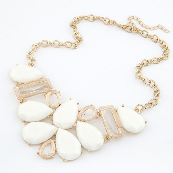 N-3048 New European Style Gold Plated Alloy Resin Acrylic Drop Square Choker Necklace